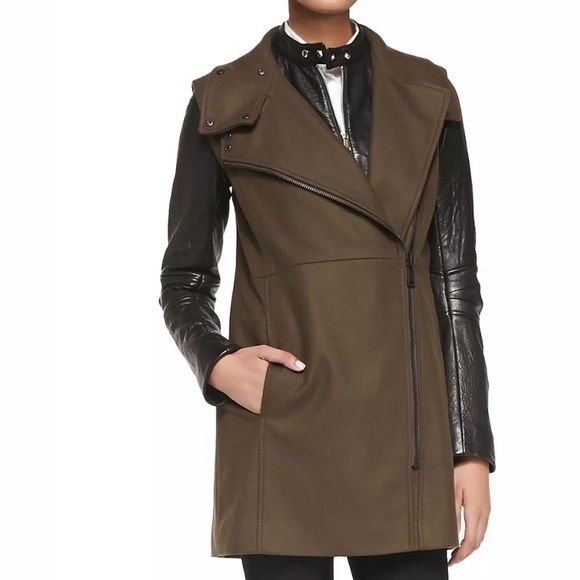 Andrew Marc x Richard Chai coat with leather slvs - Picture 3 of 8